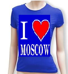 Camiseta personalizada de mujer I love Moscow (color azul, talla: S, M, L, XL)