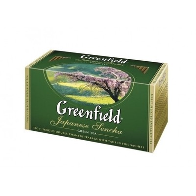 Chá verde em saquetas "Greenfield" Japonês Sencha, 50 g, 25 saquetas