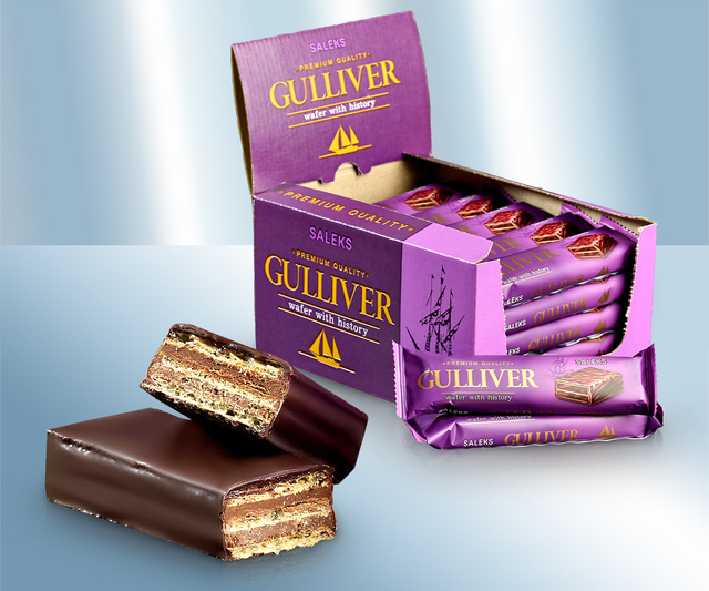  Цукерки вафельні з начинкою в шоколадній глазурі Gulliver 36 г