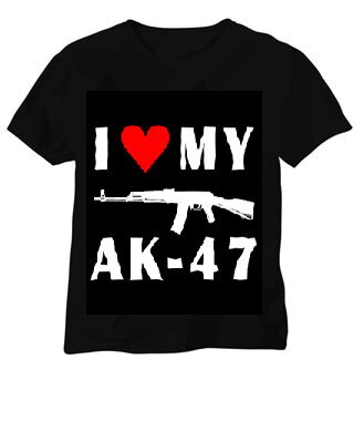 011 Camiseta masculina original Eu amo meu AK-47 (cor: preto; M)
