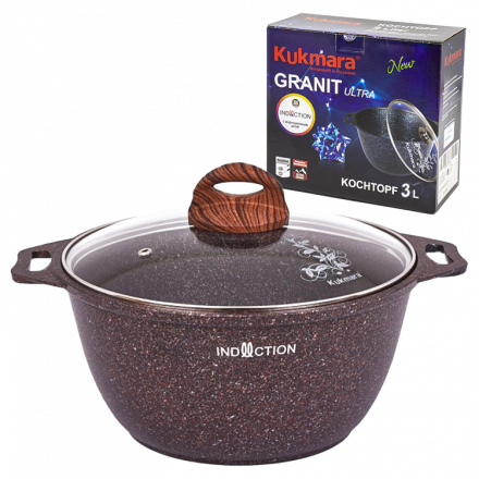 Кастрюля со стеклянной крышкой Granit Ultra Induction 3 л