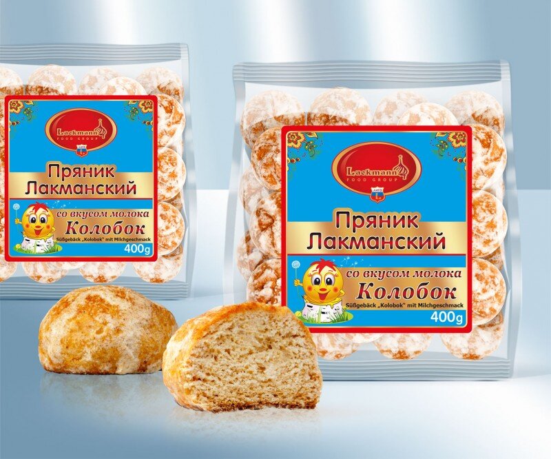 Doce russo. Pão de mel "Kolobok" com leite, 400 g