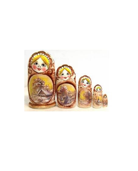Bonecas russas Matryoshka de 5 peças "Paisagem" 11 cm (altura)