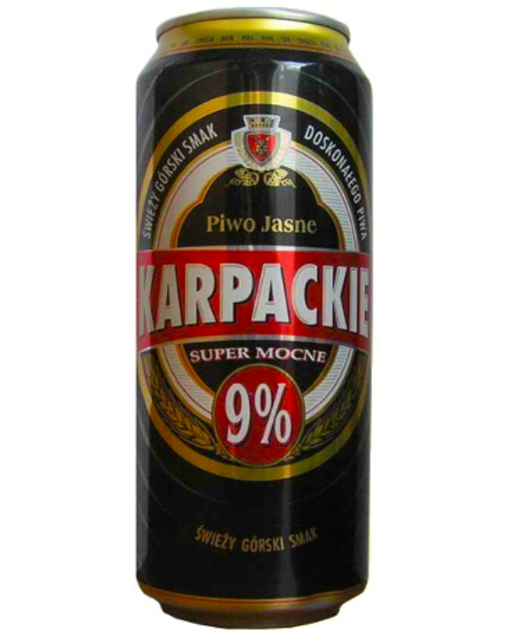 Cerveja polonesa "Karpackie" Super Mocne, 0,5 l