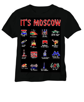 026-5 Camiseta masculina com desenho This is Moscow (cor: preto; XL)