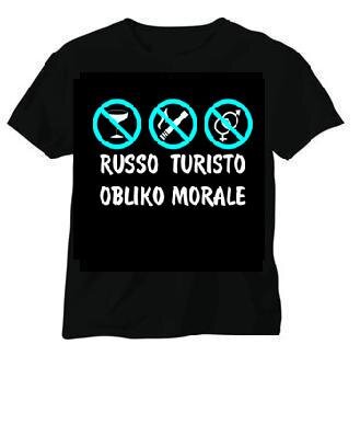 M004-1 Camiseta engraçada masculina RUSSO TURISTO (cor: azul escuro; tamanho: M, L, XL)