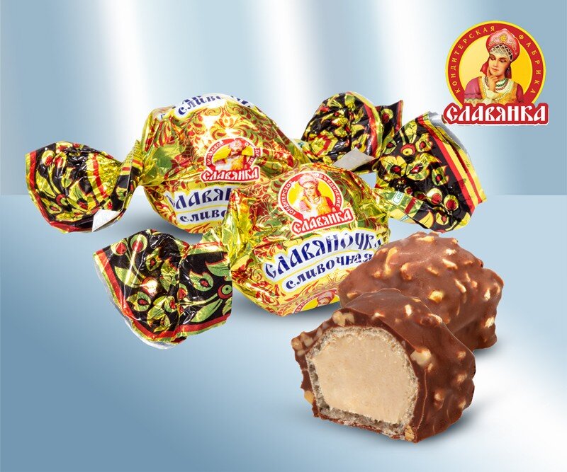 Chocolates russos. Bombons com cobertura de chocolate "Slavyanochka" Belarus, 100 g