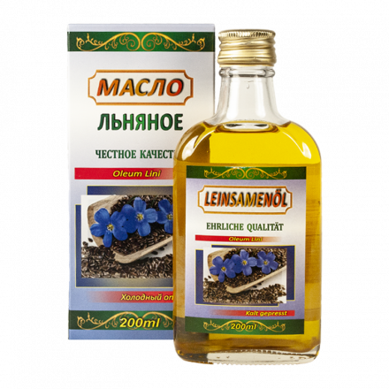 Льняное масло 200 мл, холодный отжим