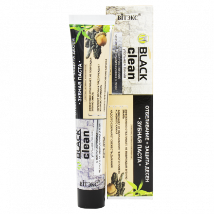Зубная паста "BLACK clean" Отбеливание + Защита десен, кора дуба, 85 г