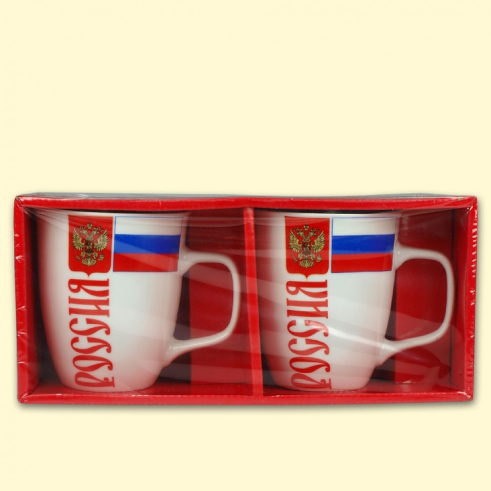 El juego de los jarros "Rusia" (2 piezas) 400 ml, en el papel de regalo