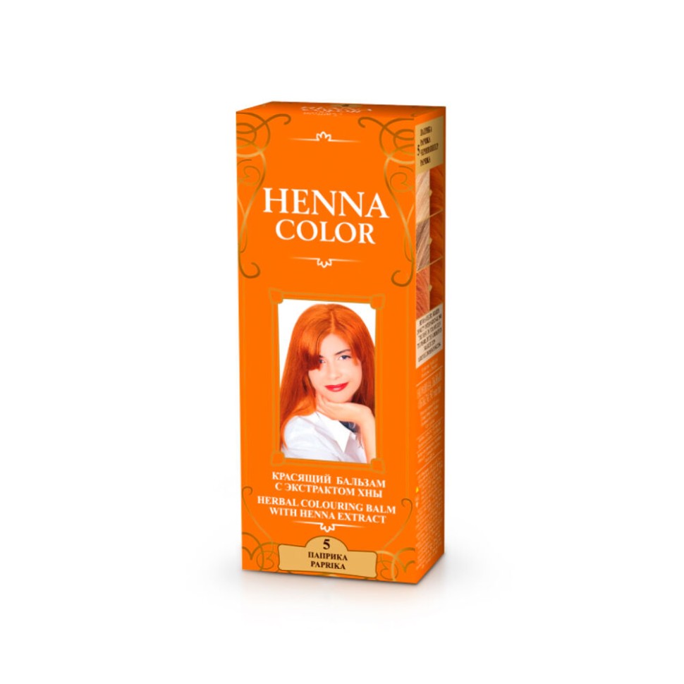 Красящий бальзам для волос, на основе хны, тон 5, паприка, Henna Color, 50 мл