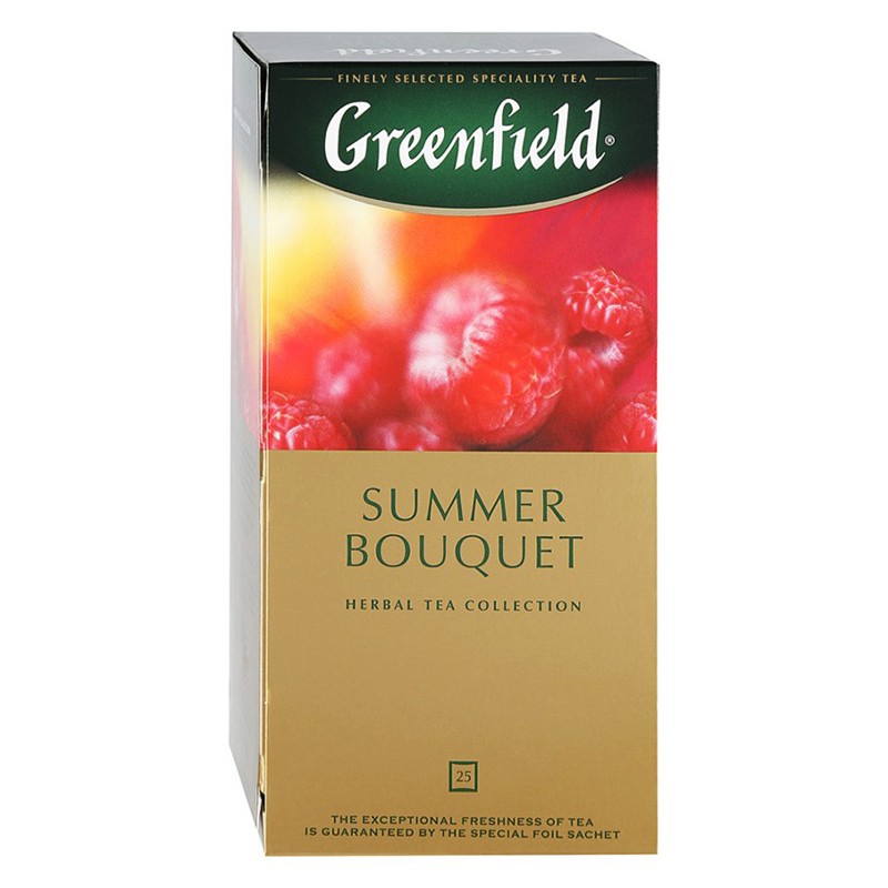 Фруктовий чай з малиною "Summer bouquet" у пакетиках в індивідуальному впакуванні, 25х2гр