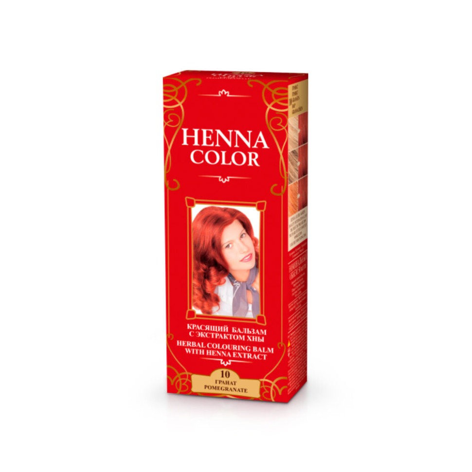 Красящий бальзам для волос, на основе хны, тон 10, гранат, Henna Color, 50 мл