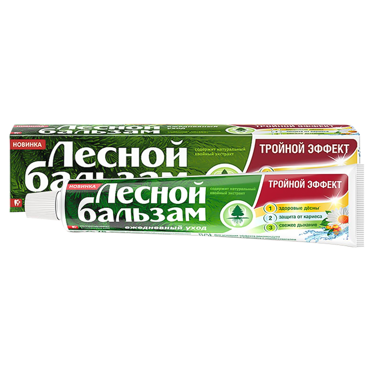 Зубная паста Лесной Бальзам экстракт ромашки и масло облепихи, тройной эффект, 75 мл