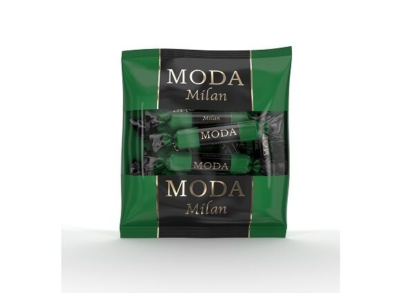 Caramelo "MODA Milán", sabor aterciopelado de galleta con relleno de crema de leche, cubierto con un